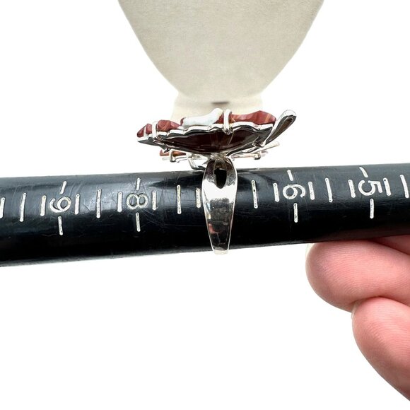 Whitney Kelly Womens Ring Sterling Silver Red Jasper Butterfly Ring Size 7 - Picture 8 of 9